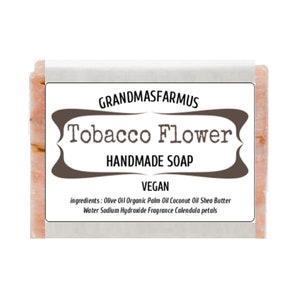 Tobacco Flower Handmade Soap Bar Vegan ,Olive Oil Soap, Shea Butter Soap All Natural  Soap, Artisan Soap, Cold Process Soap Crafted