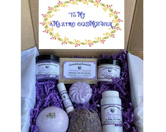 Amazing Godmother Gift, Lavender 100% Natural SPA Gift Set Happy Mothers Day Gift, Free Gift Message, Gift For Mom, Mothers Day Present, Spa