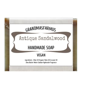 Antique Sandalwood Handmade Soap Bar Vegan ,Olive Oil Soap, Shea Butter Soap,All Natural  Soap,Artisan Soap, Cold Process Soap Crafted
