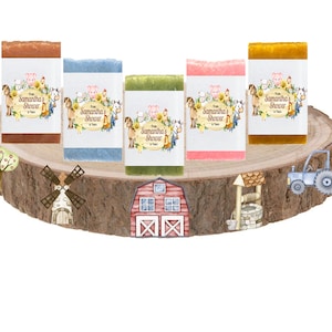 Farm Animals Personalized Baby Shower Soap Favors Vegan Bridal Wedding Shower Wrapped & Labeled Virtual  Drive by Thank you gifts