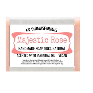 Majestic Rose Handmade Soap Bar Vegan ,Olive Oil Essential Oil Soap All Natural  Soap, Artisan Soap, Cold Process Soap Hand Crafted