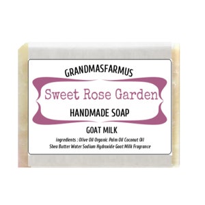 Sweet Rose Garden Handmade Soap Bar ,Olive Oil Soap, Shea Butter Soap All Natural  Soap, Artisan Soap, Cold Process Soap Crafted