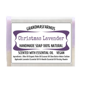 Christmas Lavender  Handmade Soap Bar Vegan ,Olive Oil, Essential Oil Soap,All Natural  Soap,Artisan Soap, Cold Process Soap Crafted