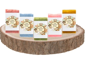 Woodland Animals Personalized Baby Shower Soap Favors  Vegan Bridal Wedding Shower Wrapped and  Labeled Virtual  Drive by Thank you gifts