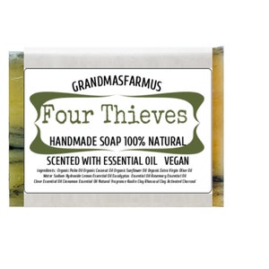 Four Thieves Handmade Soap Bar Vegan ,Olive Oil, Essential Oil Soap,All Natural  Soap,Artisan Soap, Cold Process Soap Crafted