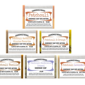Patchouli Soaps 100 % Natural Handmade Soap Bars  Pick Your Favorite Scents Artisan Soap, Cold Process Soap Hand Crafted Soap Bulk Soap