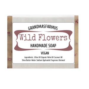 Wild Flowers Handmade Soap Bar Vegan ,Olive Oil Soap, Shea Butter Soap All Natural  Soap, Artisan Soap, Cold Process Soap Crafted