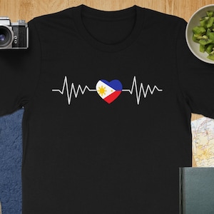 Philippinen Flagge Shirt, Herzschlag Philippiner Tshirt, Geschenk Shirt für Fillippiner, Filippinisches Nationales T-Shirt