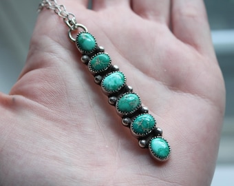Emerald Valley Turquoise Talisman Necklace: Handmade Sterling Silver Statement Jewelry