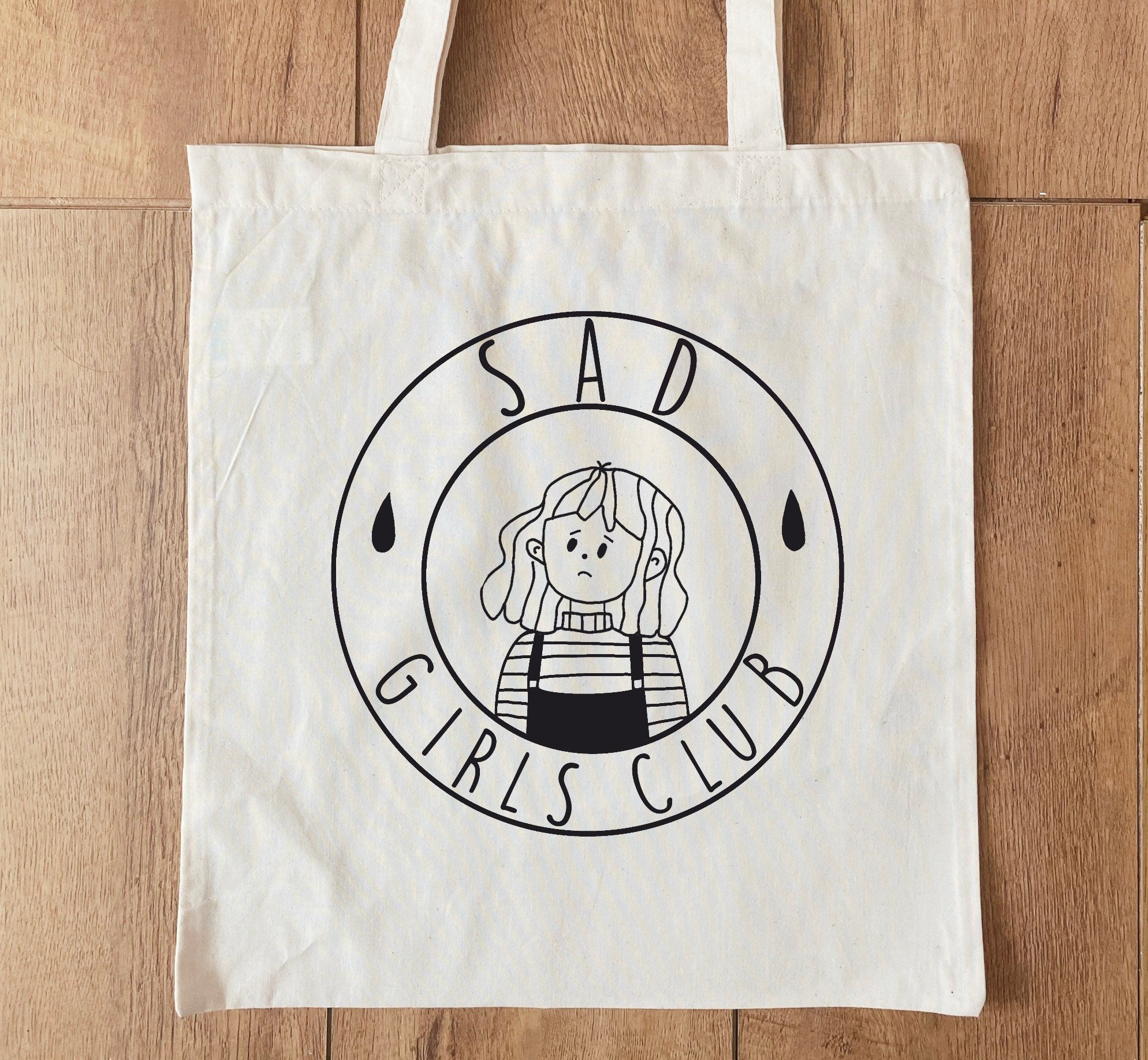 Large Tote Bag Sad Girl Bad Girl Anime Waifu Babe Grocery 