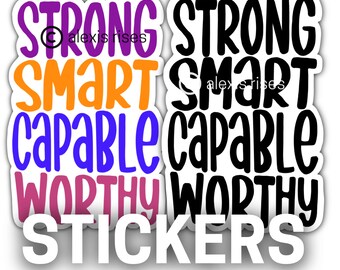 Strong Smart Capable Worthy Vinyl Waterproof Stickers