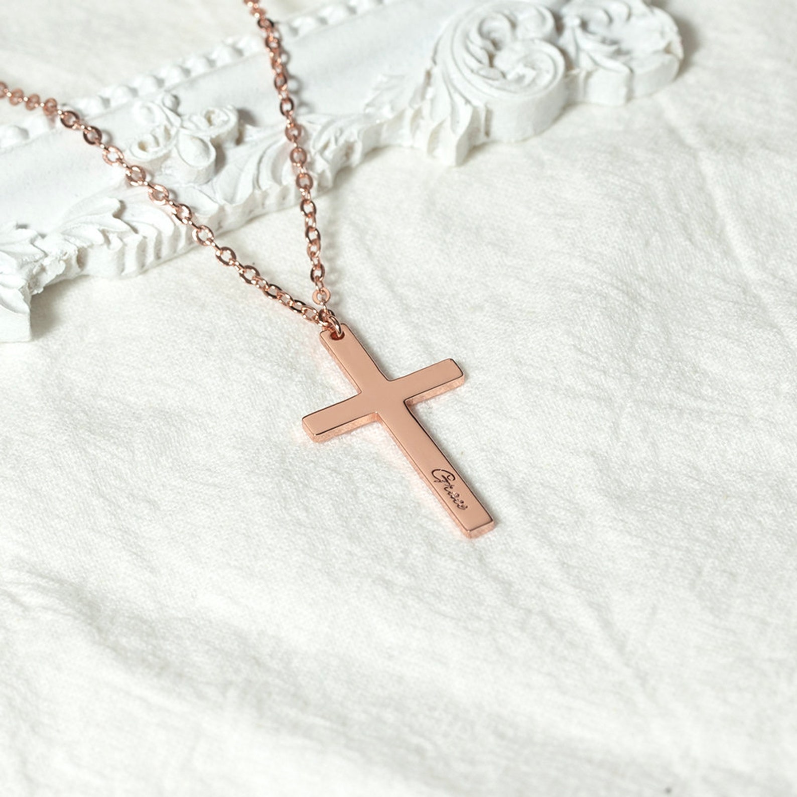 Personalized Cross Name Necklaces Engraved Cross Custom Etsy
