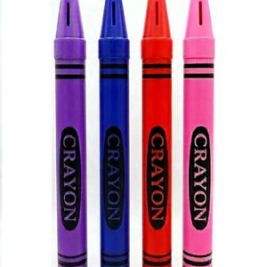 Crayon Coin Savings Bank - Vibrant Decor, Choose from a Blue, Purple, Red or Pink Bank