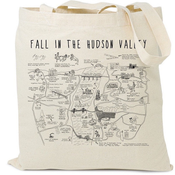 Map of Fall in the Hudson Valley tote bag.