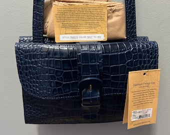 New Patricia Nash tauriana distressed vintage crock, Crossbody organizer bag/purse blue
