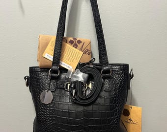 New Patricia Nash Lundy croc Crossbody bag/purse black