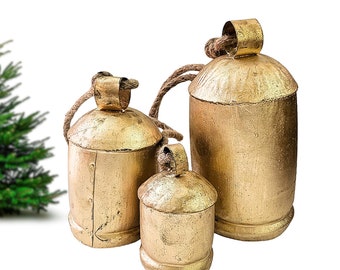 Rustic Iron Cow Bells Set, Shabby Chic Hanging Decor