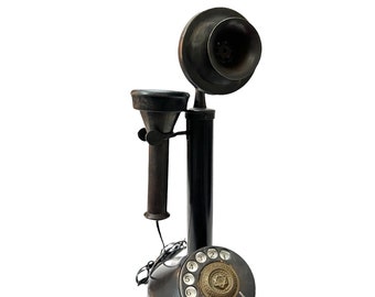 Brass Old Retro Candlestick Telephone, Old Rotary Dial Landline Phone/Candlestick Telephone Home & Office Deocr
