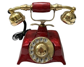 Red Patina  Telephone with Rotary Dialing Working Telephone Home & Office Decor, Antique Brass Maharaja Rotary Telephone