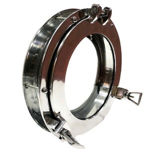 12&quot; Canal Boat Porthole Window Silver Nickel Door Window Glass Porthole Home Decor, Decorative wall porthole