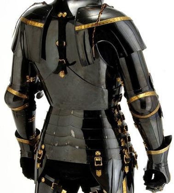 Stainless Steel Medieval Knight Black Suit Of Arm… - image 6