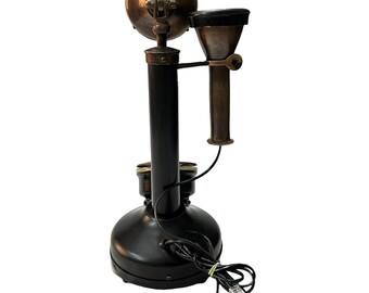 ANTIQUE CANDLE STICK Phone Brass Rotary Dial Wire Telephone Vintage Home Decor $126.16 - AU - View #3