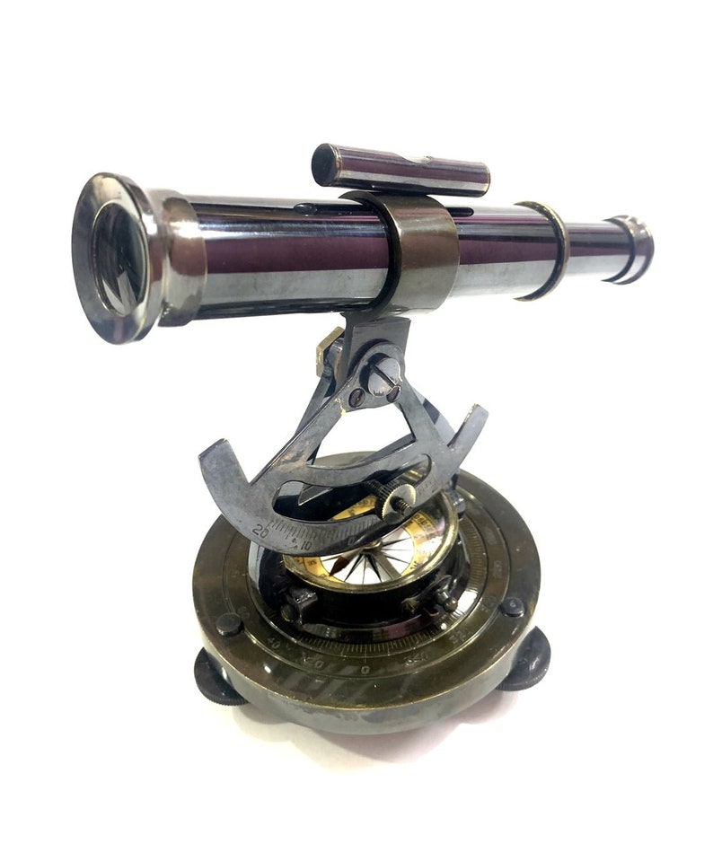 Nautical Antique Finish Brass Telescope Alidade Compass Etsy