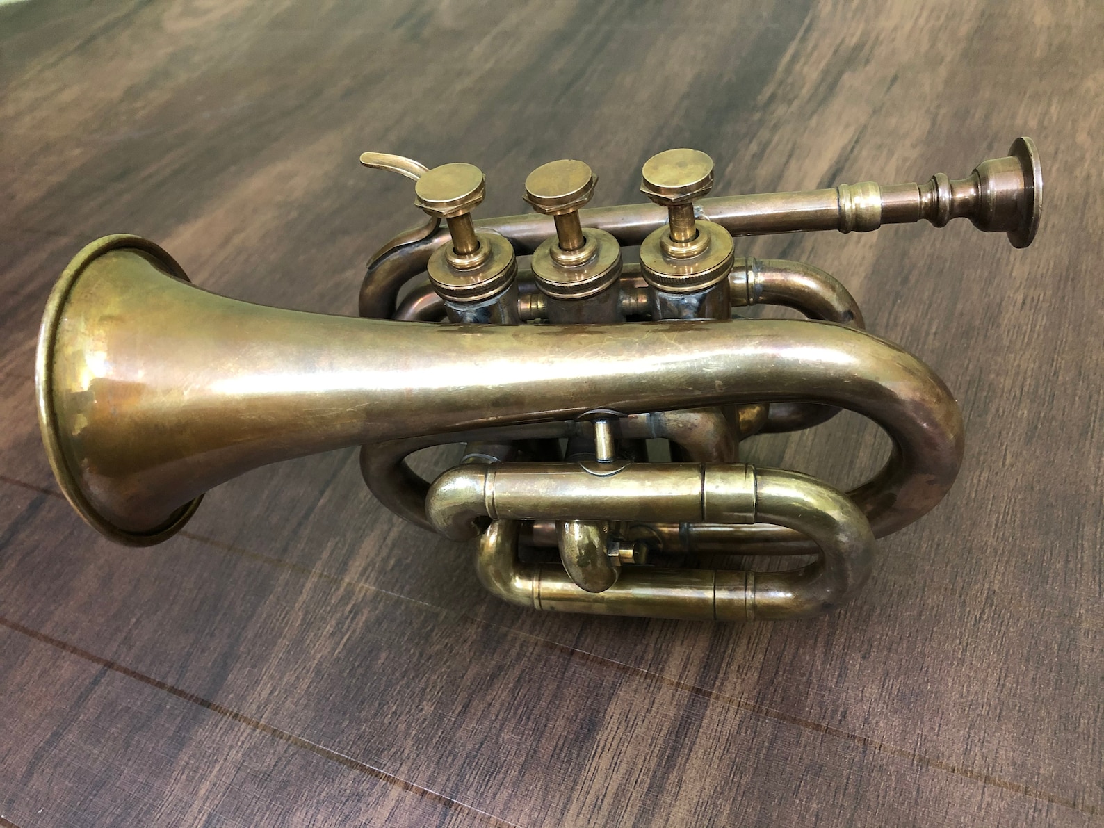 Antique Brass Trumpet Vintage Pocket Bugle Student Horn 3 Etsy