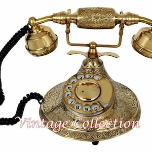 Brass Rotary Phone Old Fashioned Telephone French Victorian for home/office decor