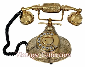 Brass Rotary Phone Old Fashioned Telephone French Victorian for home/office decor