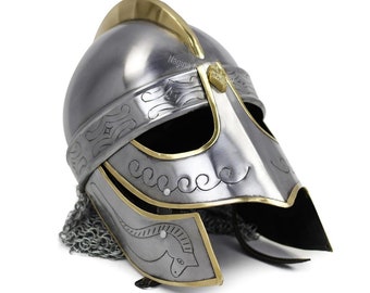 Handmade SCA Gladiator Helmet, Brass & Steel Reenactment Armor