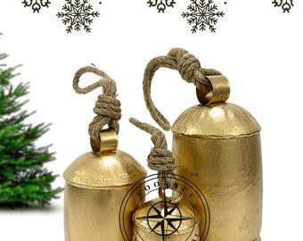 Rustic Iron Cow Bells Set, Shabby Chic Christmas Hanging Decor