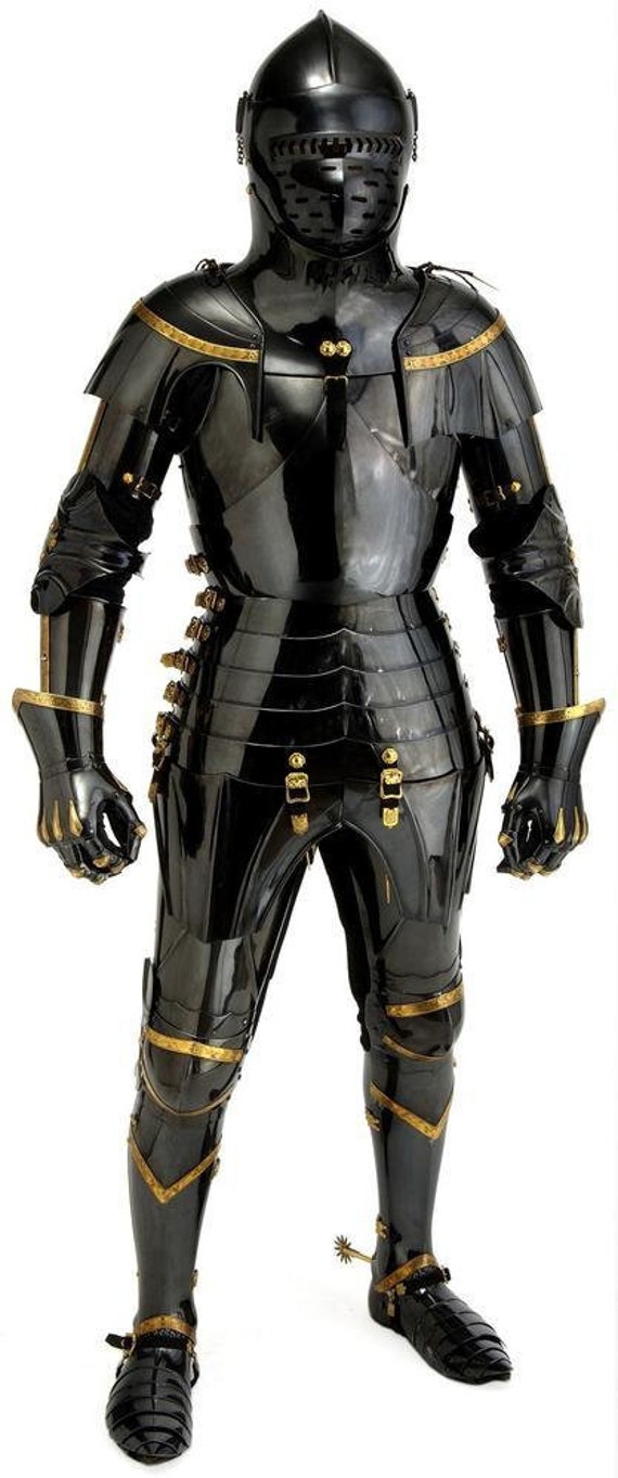 Stainless Steel Medieval Knight Black Suit Of Arm… - image 2