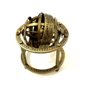 Brass Engraved Armillary Sphere Astrolabe Maritime Collectible Globe