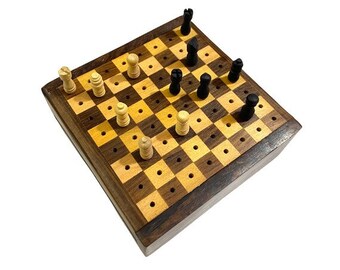 Square Wooden Chess/Mini Travelling Wooden Chess Games/Pocket Chess Set Gift