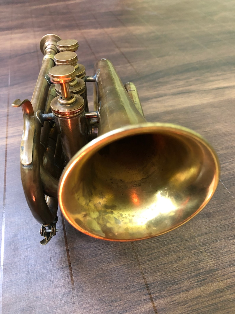 Antique Brass Trumpet Vintage Pocket Bugle Student Horn 3 Etsy UK