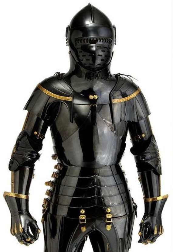 Stainless Steel Medieval Knight Black Suit Of Arm… - image 5