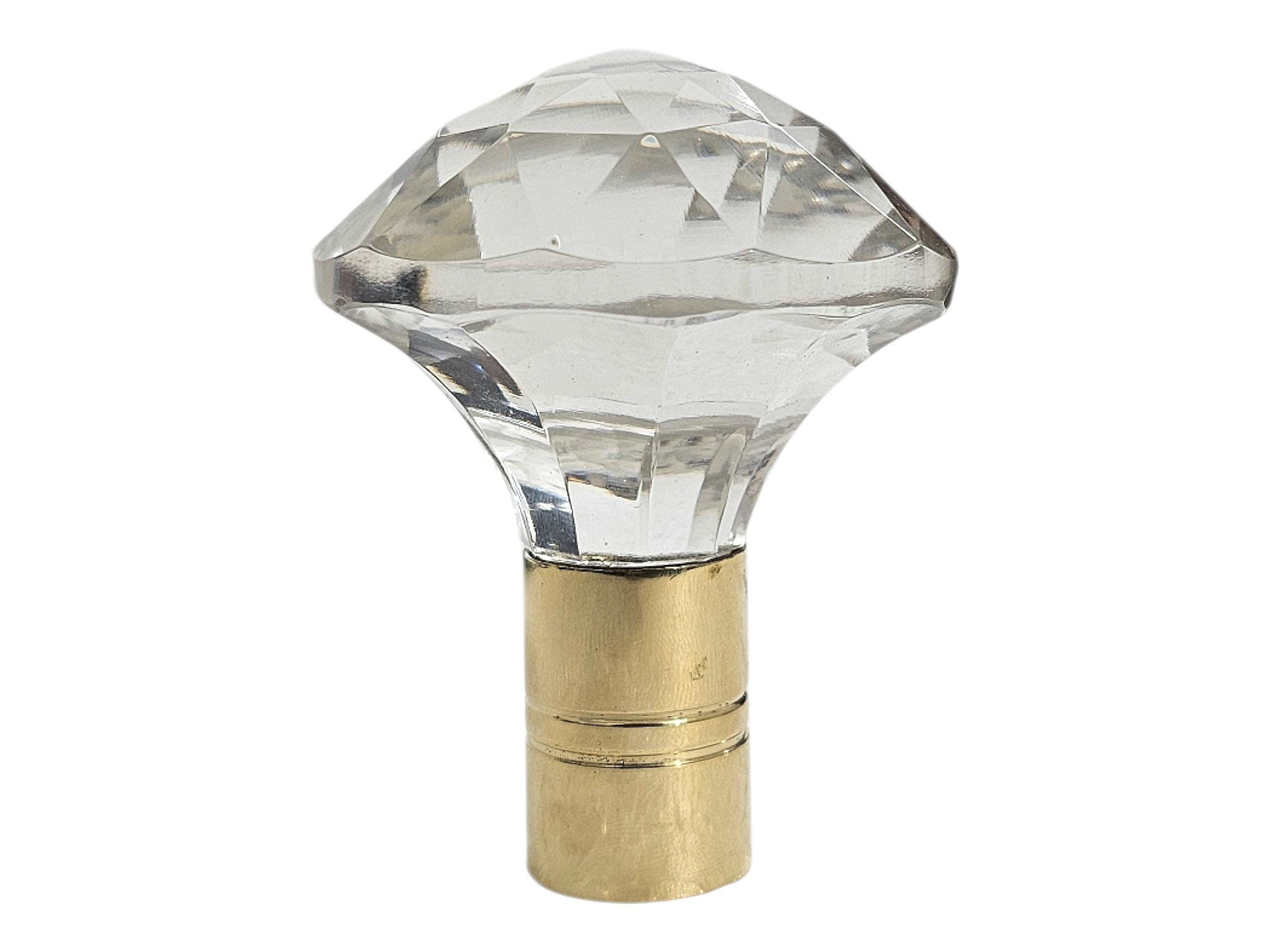 Solid Brass Crystal Walking Cane Handle, Designer Style
