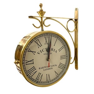 8 Inch Double Sided Wall Clock / Victoria Station Railway Clock / Home & Office Decor Wall Clock