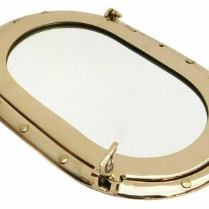 Brass Oval Shape Porthole Mirror  Maritime Boat Windows Porthole Decor,  brass mirror porthole, Wall porthole