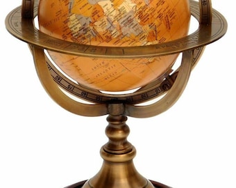 Messing tafelblad marine bol wereldbol, marine armillair bureaubol, tafelblad wereldbol