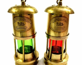 Set of 2 Classic Brass Minor Lamp, Ship lantern, Light Lantern Decor, Christmas decor