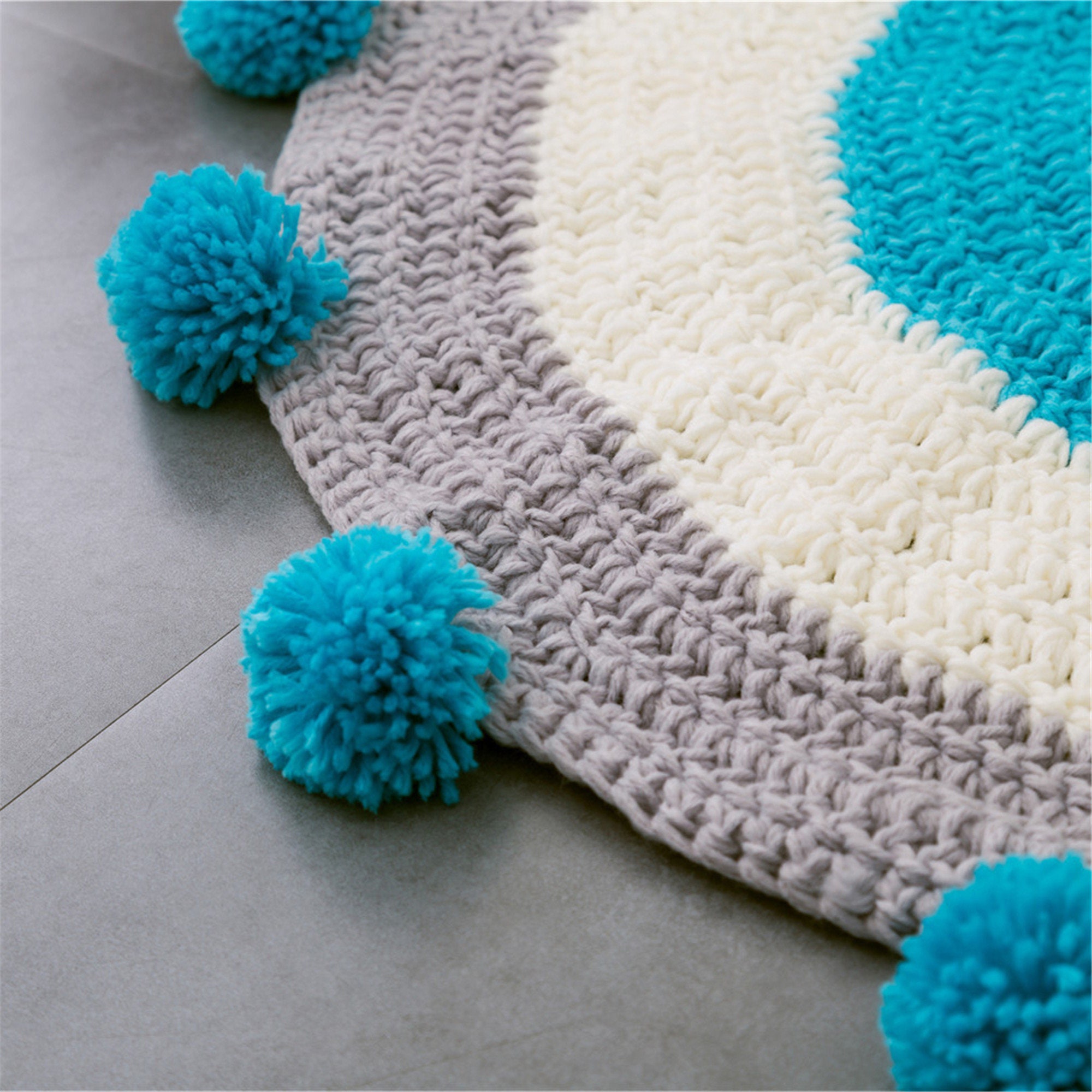 Cute Round Carpet Crochet Rug Mat for Kids Bedroom Handwoven Etsy