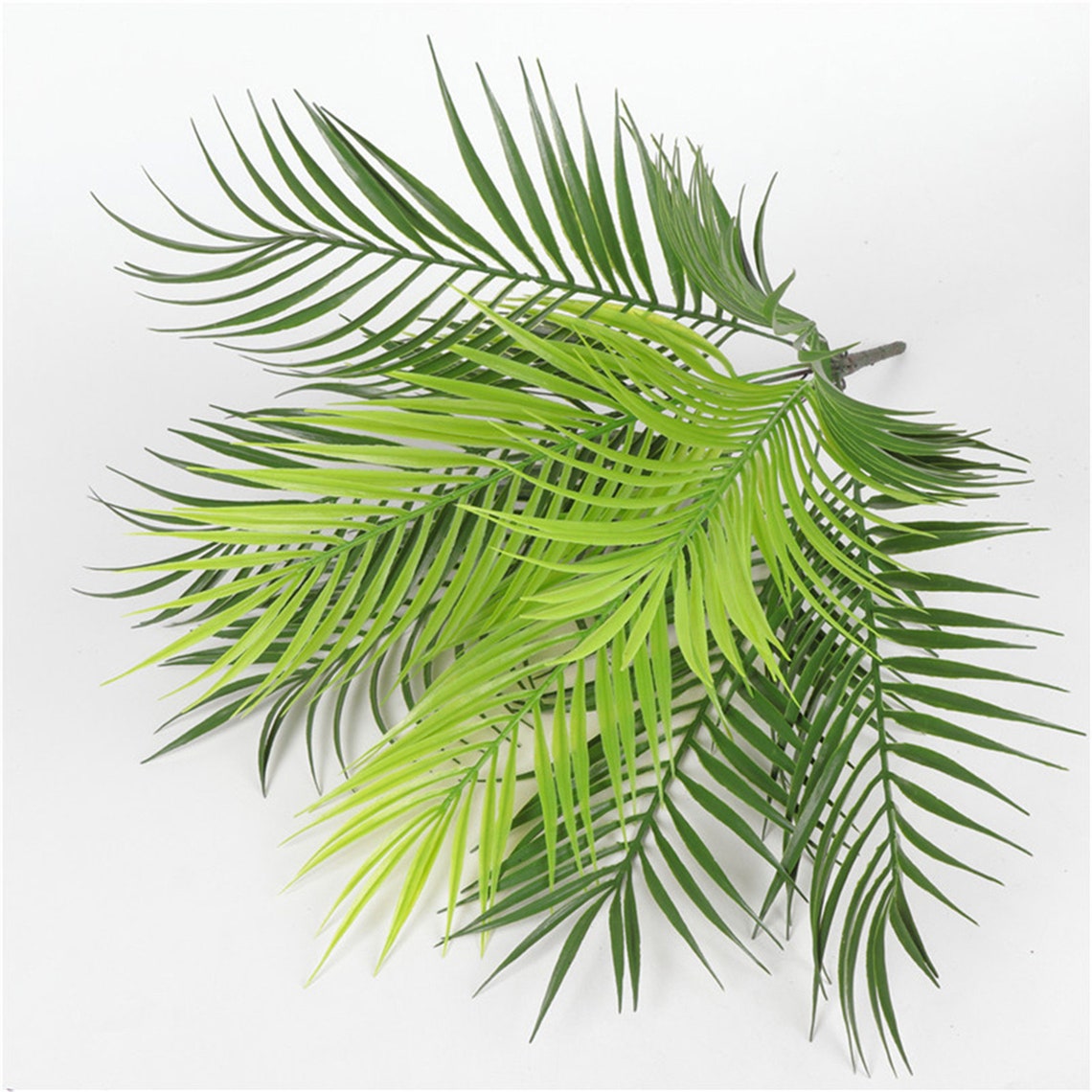 Green Artificial Palm Leaf Plastic Plants Tropical Tree Branch Etsy