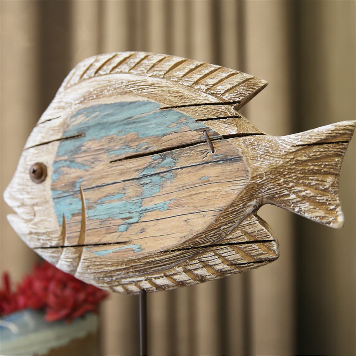Nautical retro wood standing fish ornaments home decoration Etsy