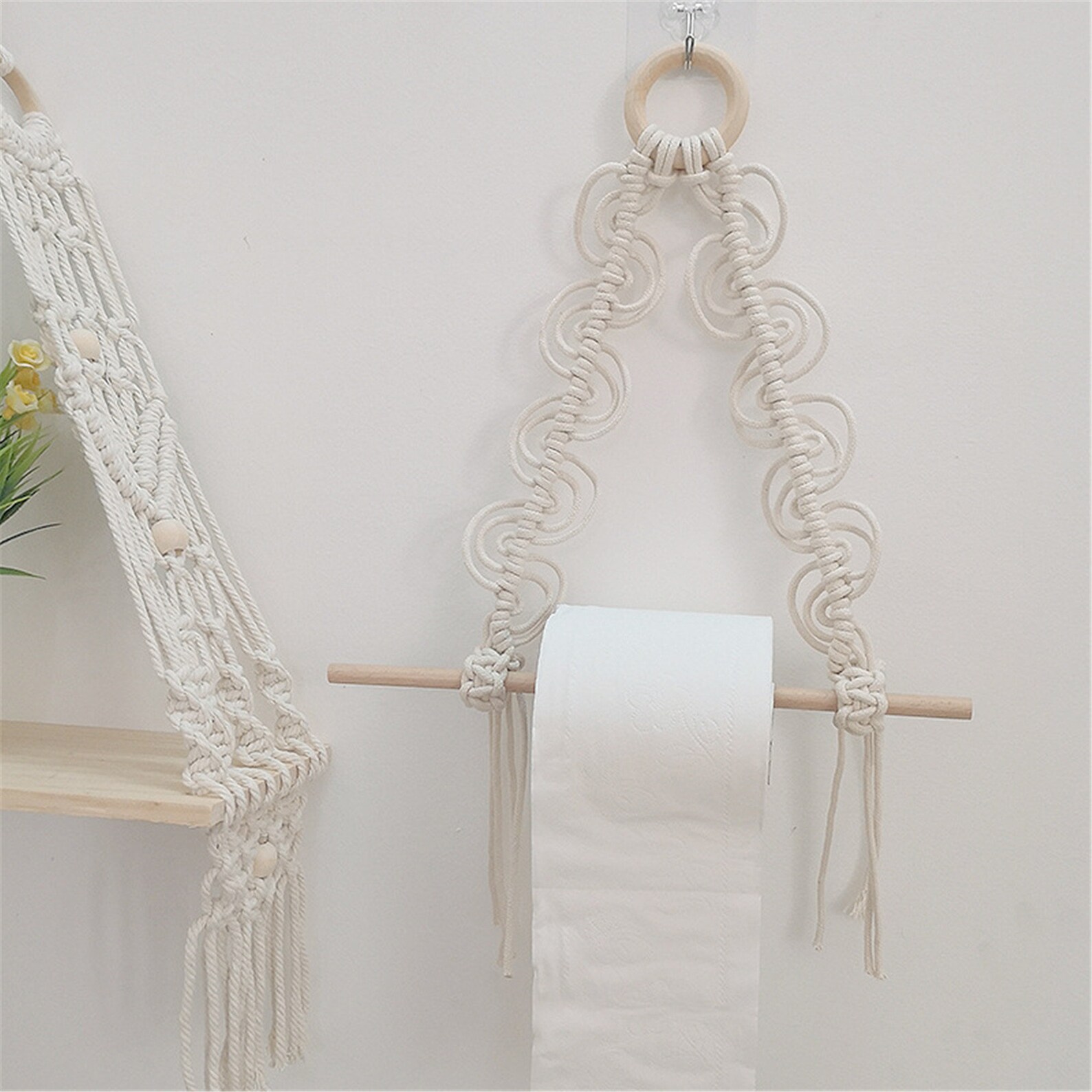 Hanging Rope Toilet Paper Holder Roll Paper Macrame Storage Etsy