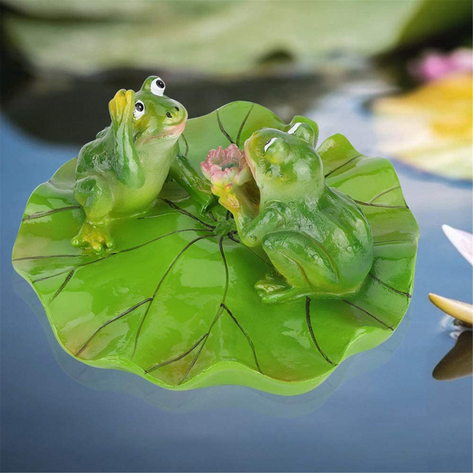 Artificial Pond Ornament Pond Lotus Decoration Frog Water Etsy