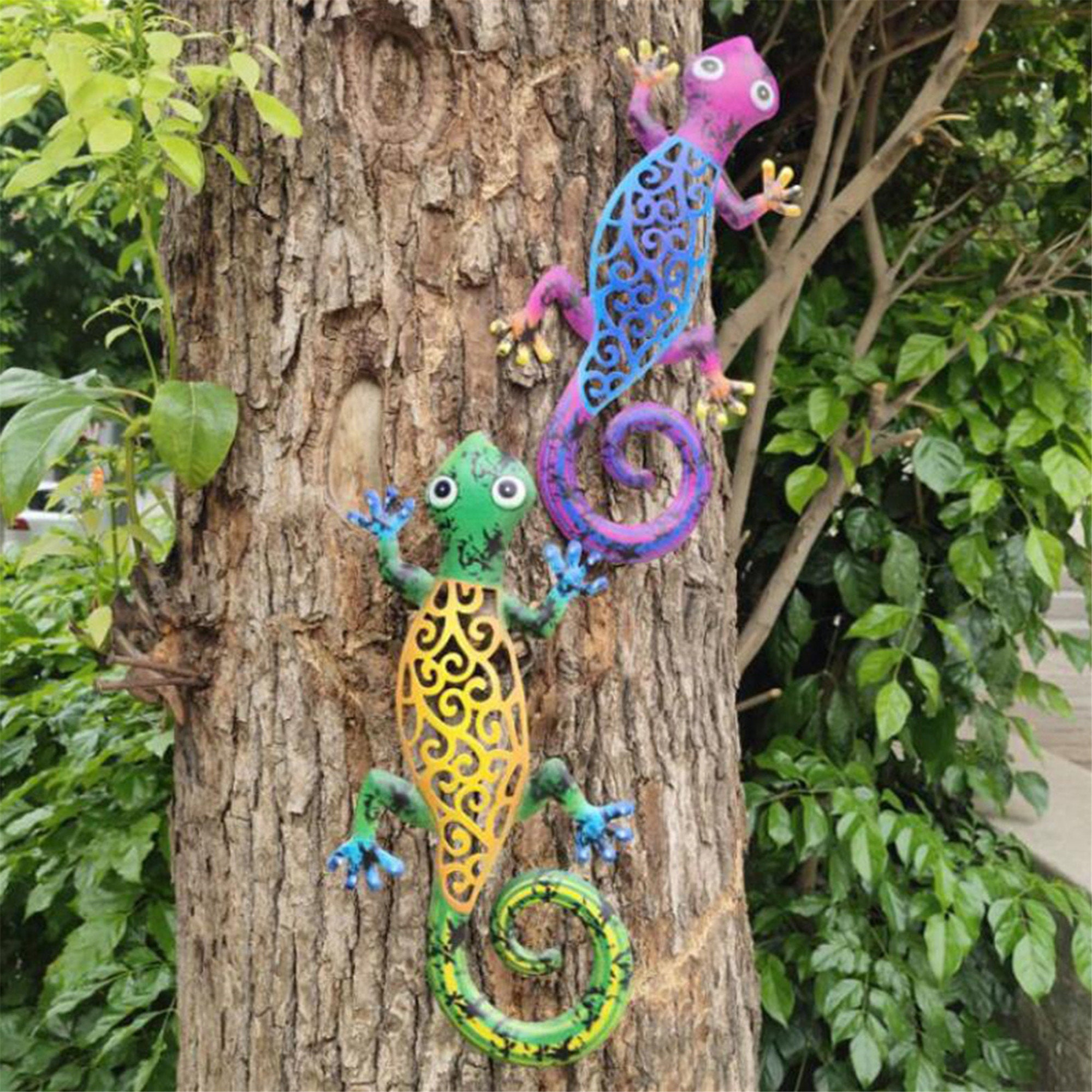 Iron Art Gecko Ornaments Outdoor Metal Lizard Art Hanging Etsy