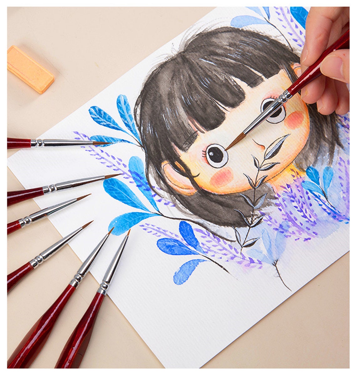 6Pcs/Set Paint By Numbers Brushes Extra Fine Detail Paint Etsy