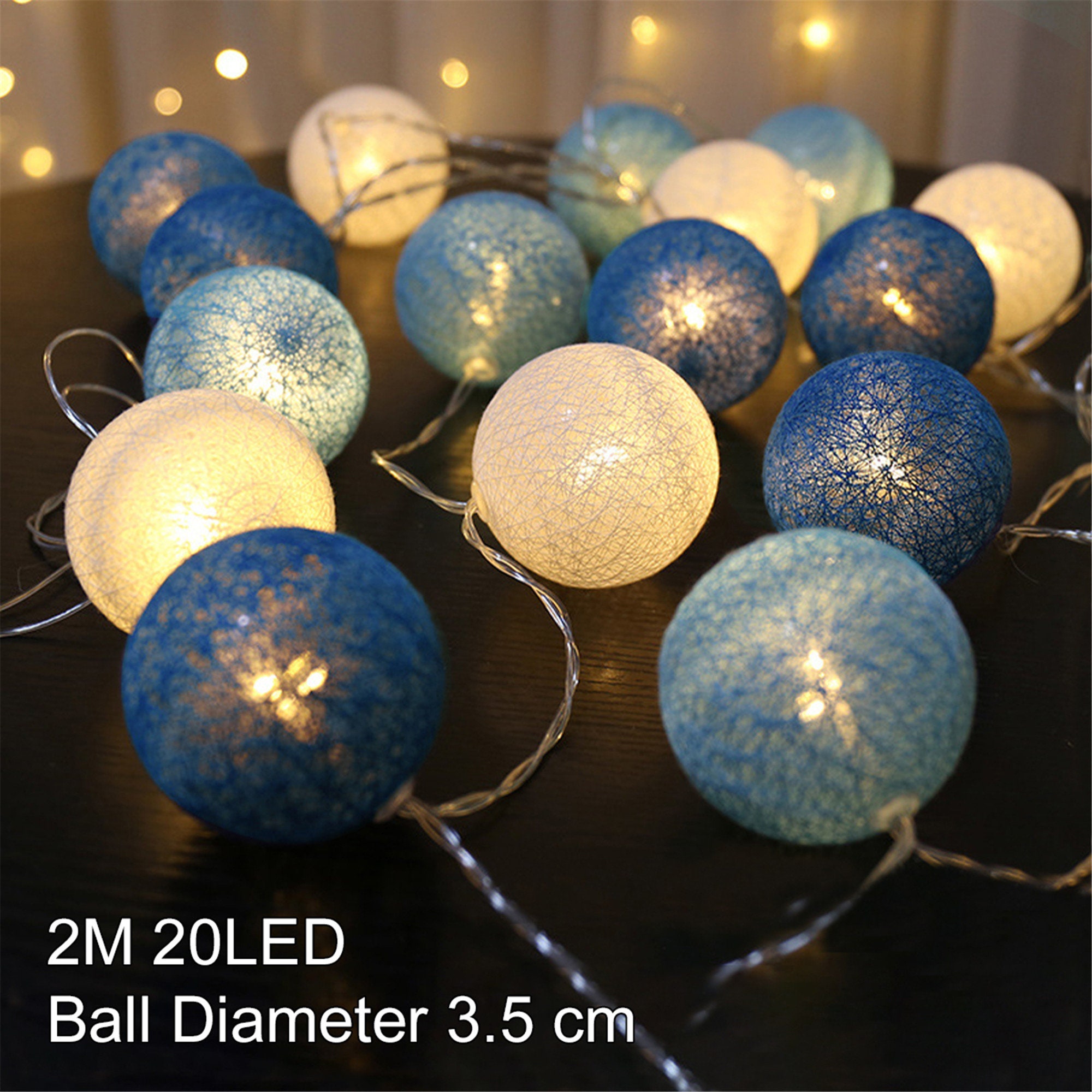 2M 20 LED Cotton Ball Garland Light String Outdoor Holiday Etsy